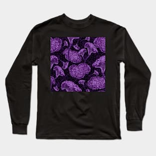 Celosia cristata (Cockscomb) flowers on violet mandala Long Sleeve T-Shirt